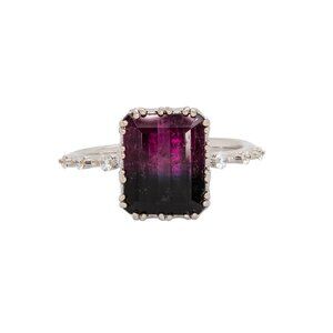 3.2cts Bi-Color Tourmaline Ring in 14K Solid gold With Natural Diamond Accents